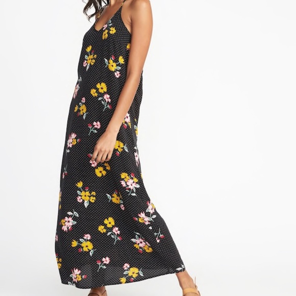 black maxi shift dress